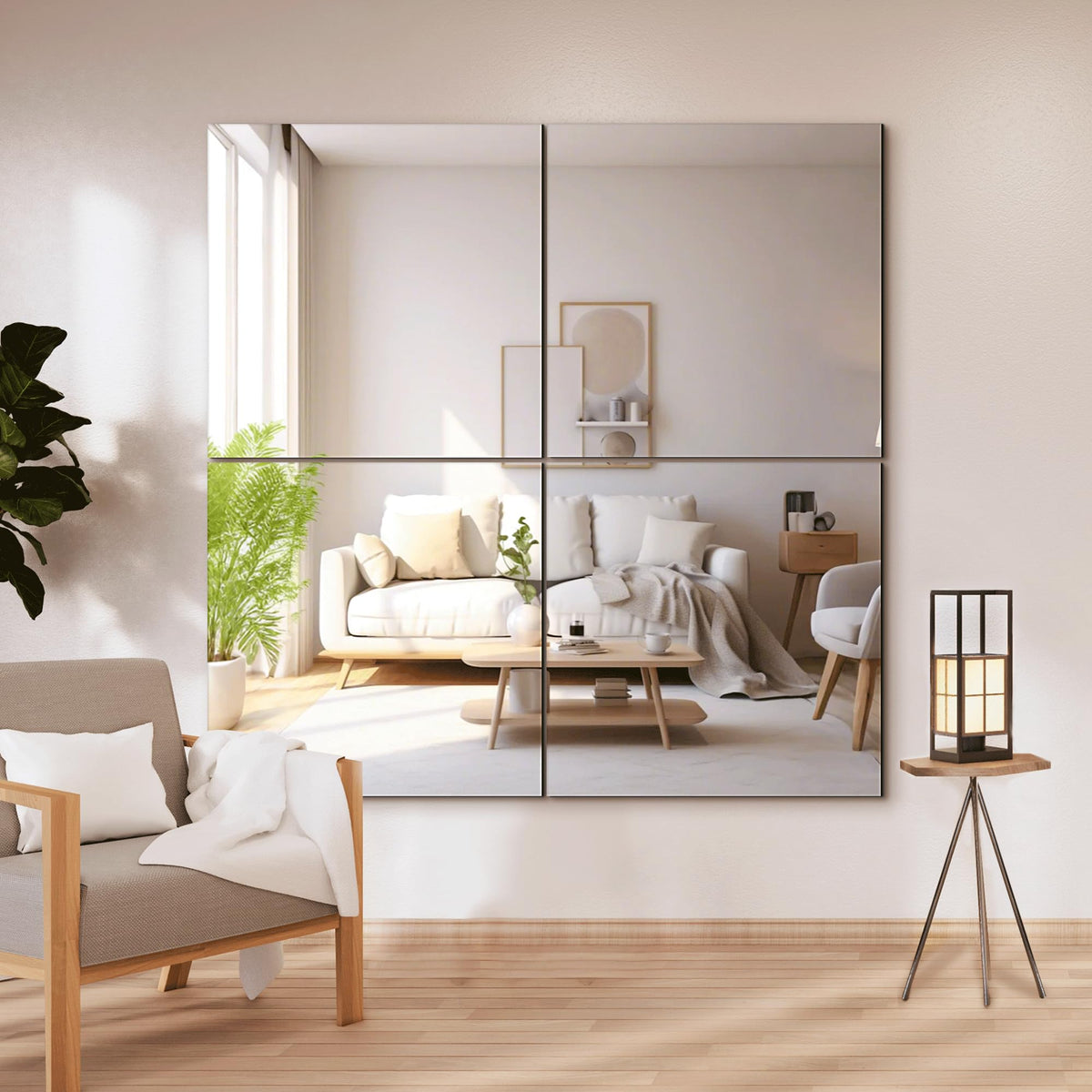 Delma Frameless Mirror Tiles 16"x12"x12 Pcs Wall Mounted
