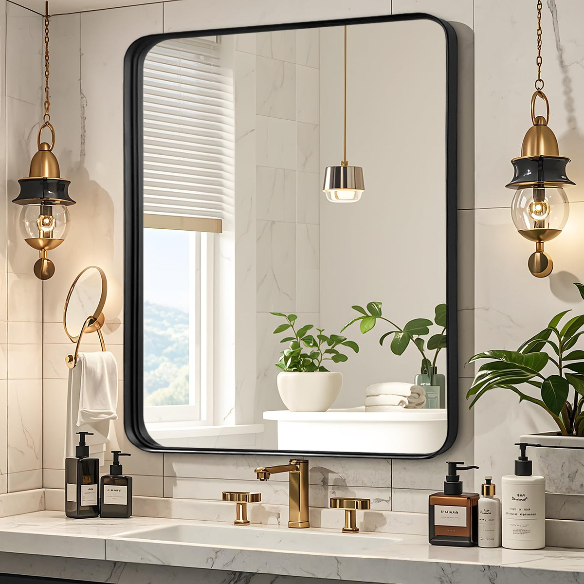 Black Bathroom Vanity Mirror Over Sink 2 Pack, 24x36 Large Wall Mirror