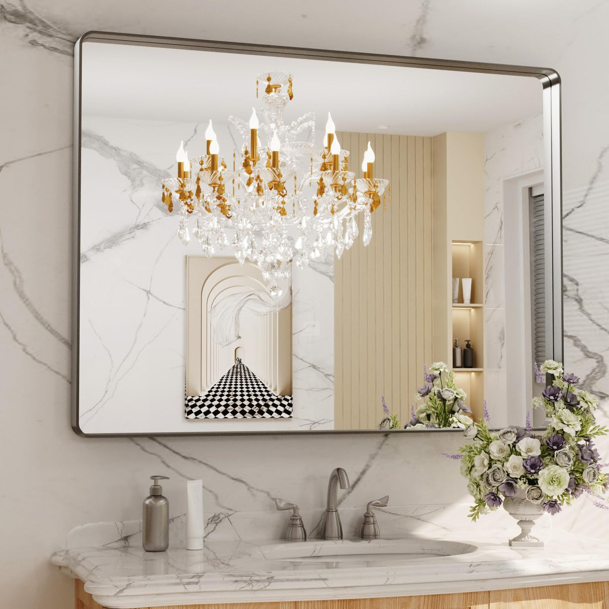 LOAAO 24"X36" Gold Bathroom Mirror