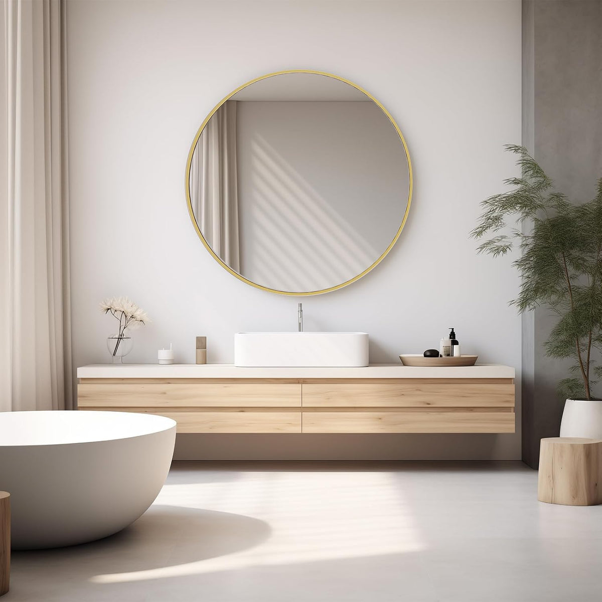 NEWBULIG 36 Inch Round Bathroom Mirror, Wall Mount Vanity Mirror