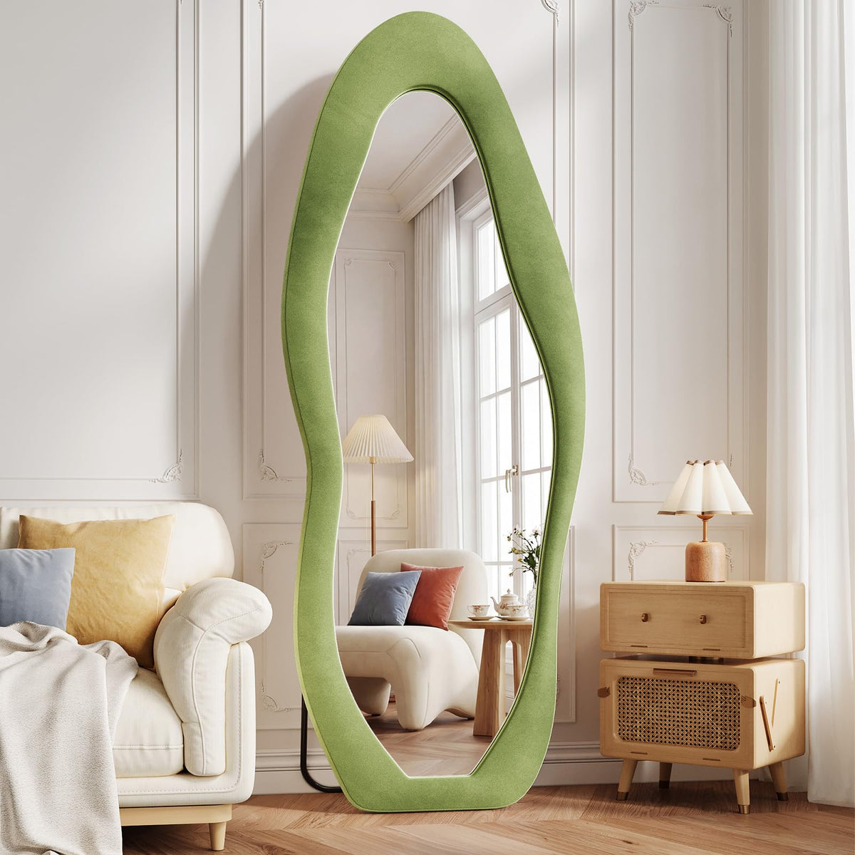 Koonmi 71“x32” Wavy Mirror Full Length, Flannel Full Body Mirror