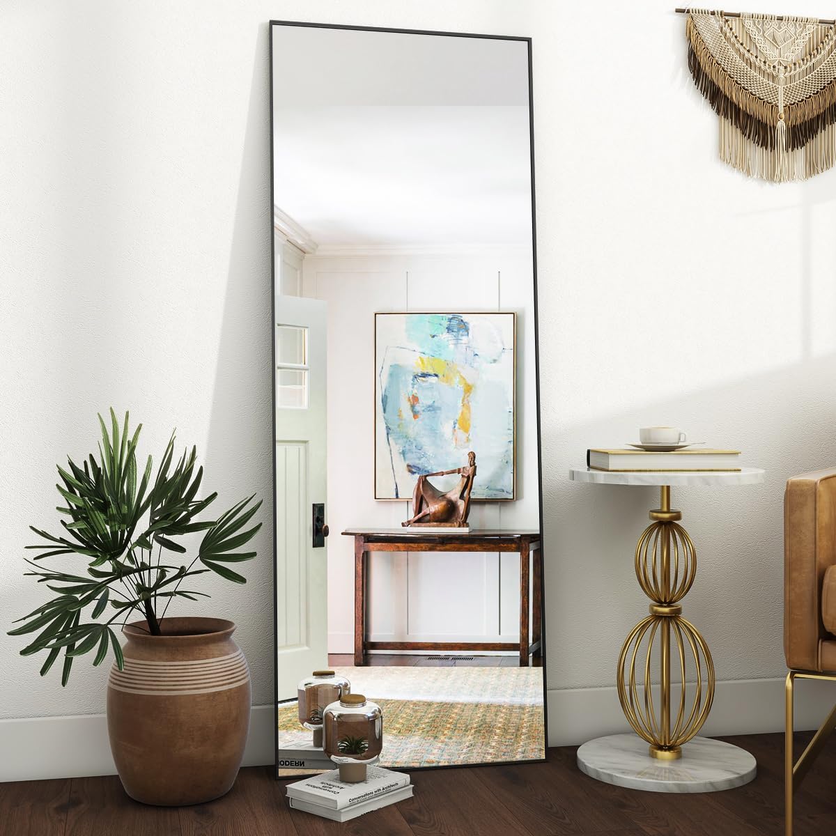 VooBang Mirror Full Length - 21" x 57" Floor Mirror with Stand Black