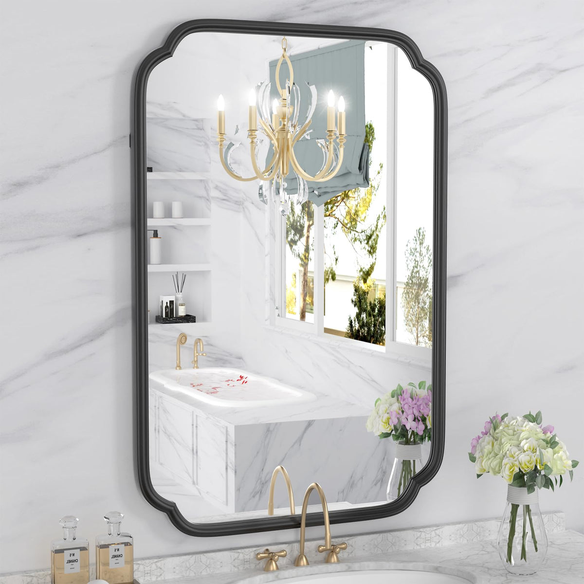 Ferytange 48"x16" Gold Door Mirror Full Length Over The Door with Non-Rusting Metal Frame, Modern Full Body Mirror Bedroom Closet Bathroom