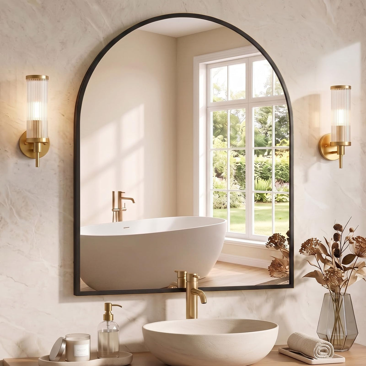 NEWBULIG 36 Inch Round Bathroom Mirror, Wall Mount Vanity Mirror