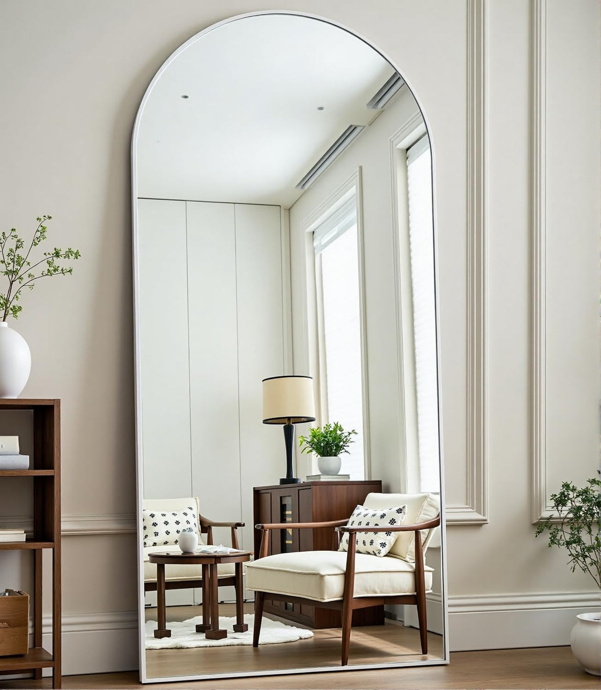 Dewfig Vintage Arched Wall Mirror, 30"x22" Bronze Antique Bathroom Mirror