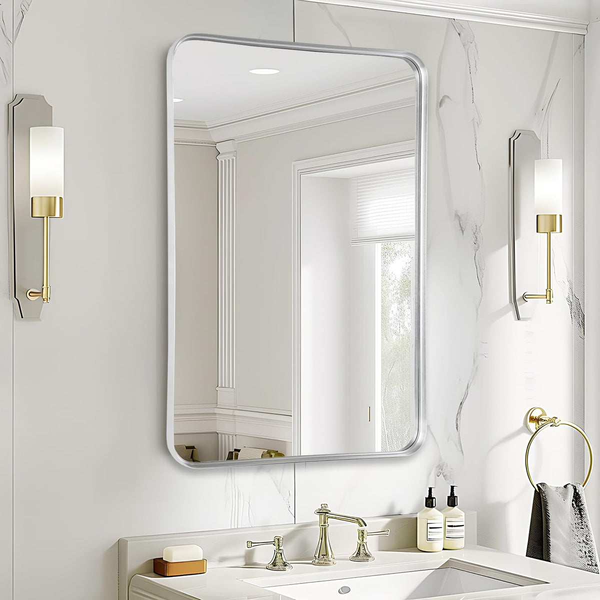 Black Bathroom Vanity Mirror Over Sink 2 Pack, 24x36 Large Wall Mirror