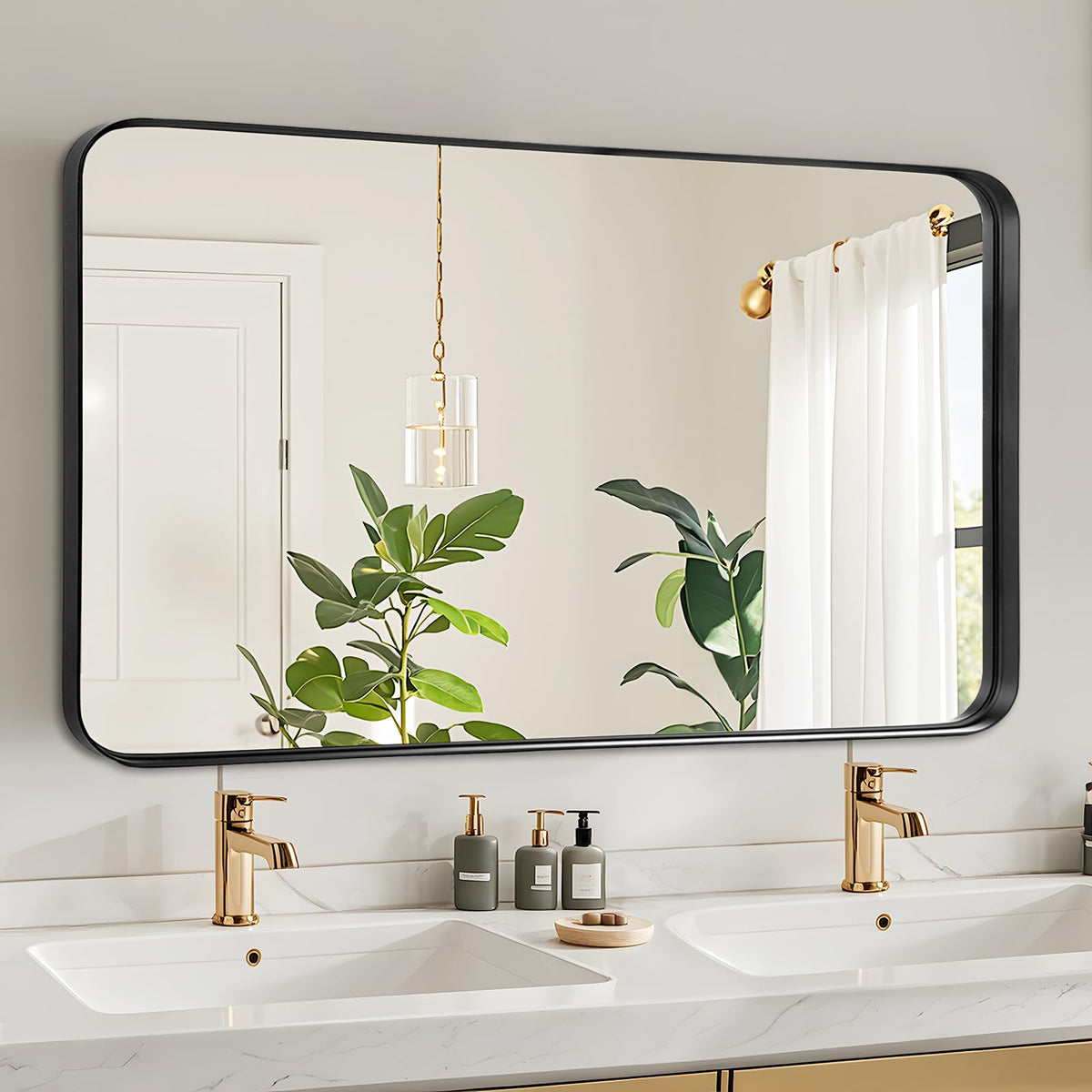 Black Bathroom Vanity Mirror Over Sink 2 Pack, 24x36 Large Wall Mirror