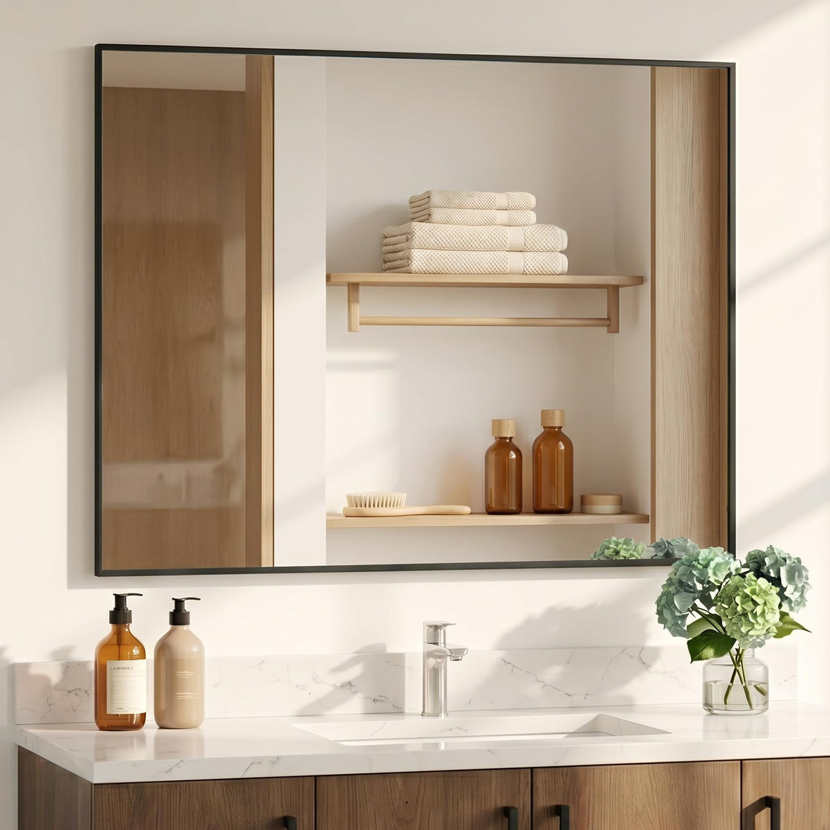 2-Pack 24"x36" Matte Black Framed Bathroom Vanity Wall Mirrors
