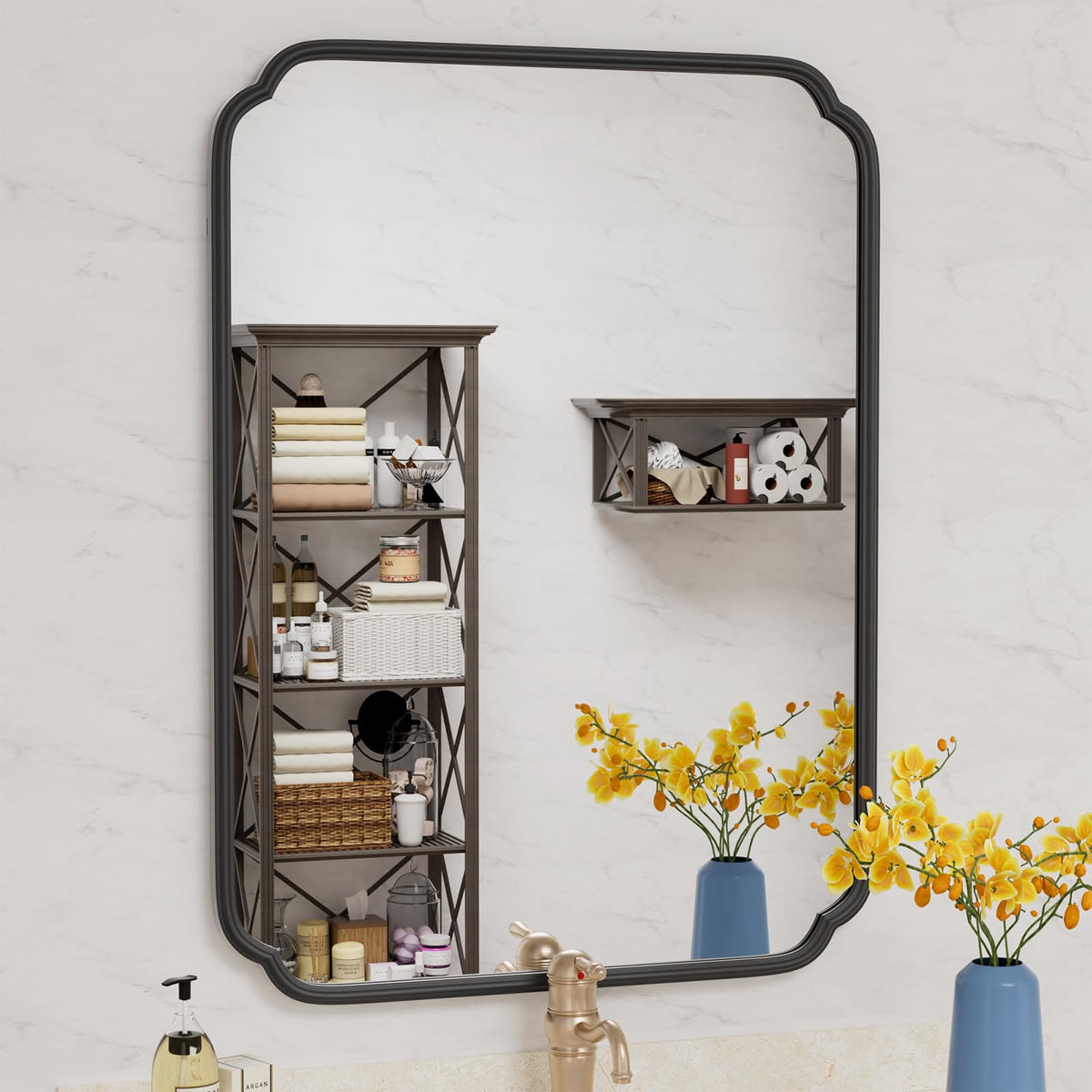 Ferytange 48"x16" Gold Door Mirror Full Length Over The Door with Non-Rusting Metal Frame, Modern Full Body Mirror Bedroom Closet Bathroom