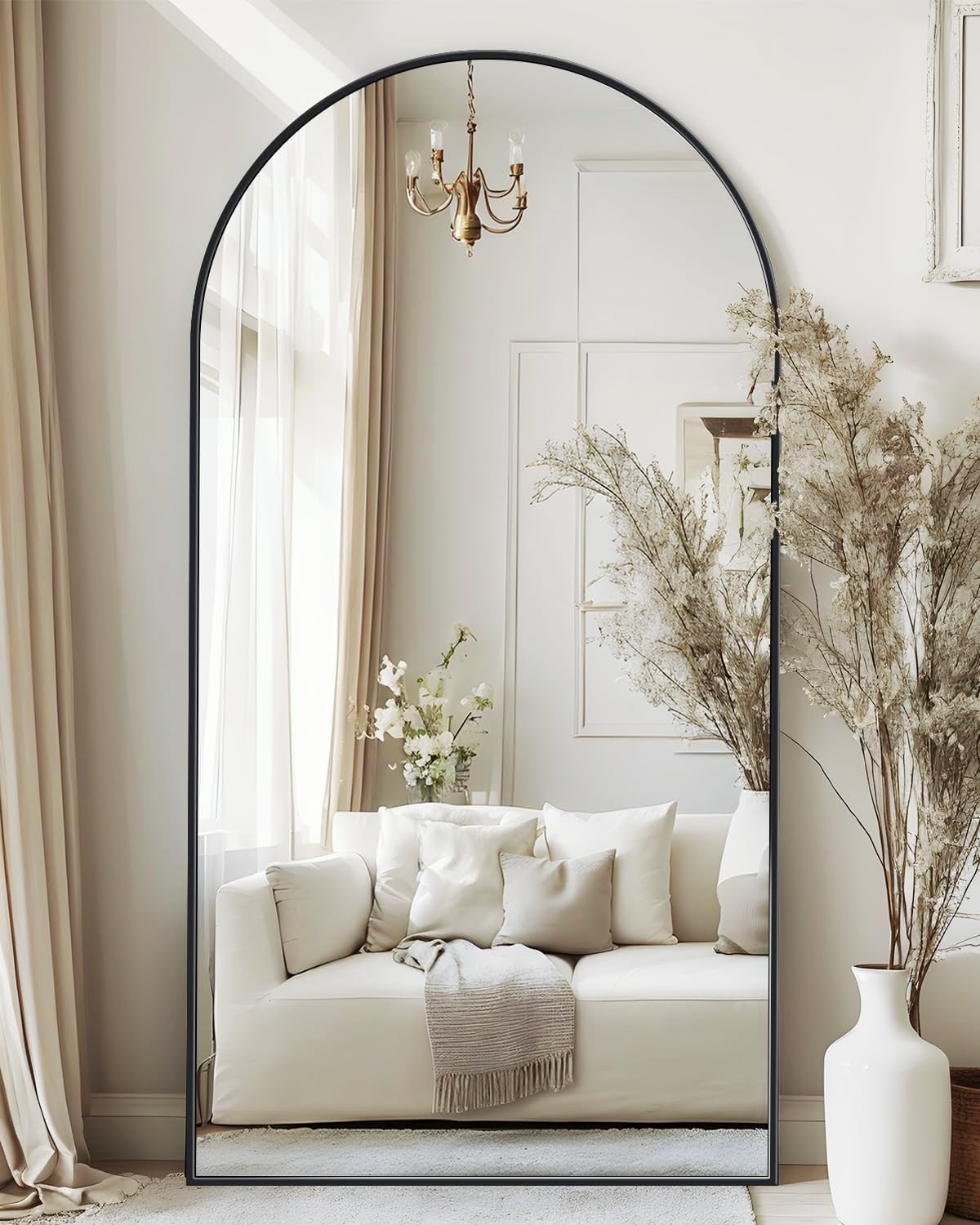 Antok 58" x21” Arched Full Length Mirror with Stand, Floor Mirror, Gold