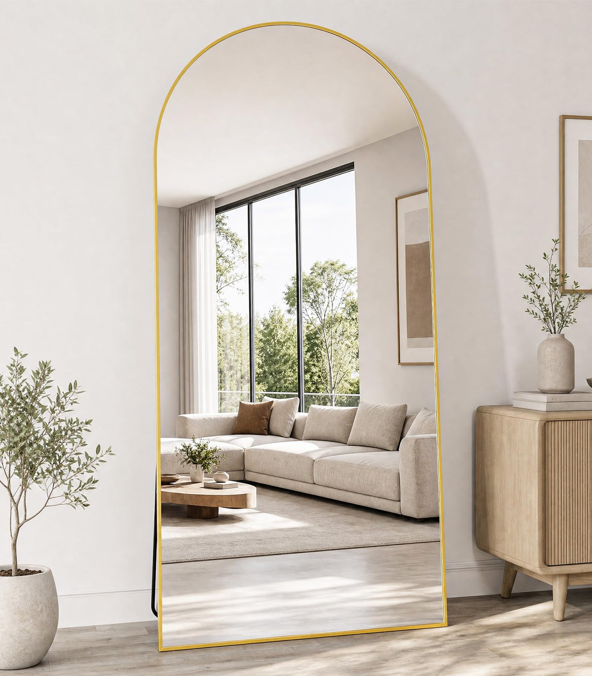 Koonmi 71x30 Arched Full Length Mirror, Floor Mirror with Stand