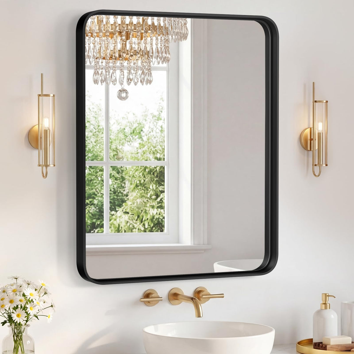 Sweetcrispy 26"x38" Arched Bathroom Mirror, Bathroom Mirrors for Over Sink