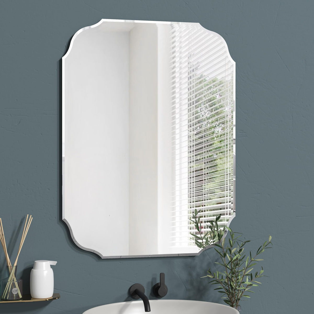 Silver Wall Mirror-Beveled Edge Frameless Mirror for Bathroom, Vanity, Bedroom, Rectangle Mirrors （32X24inch）