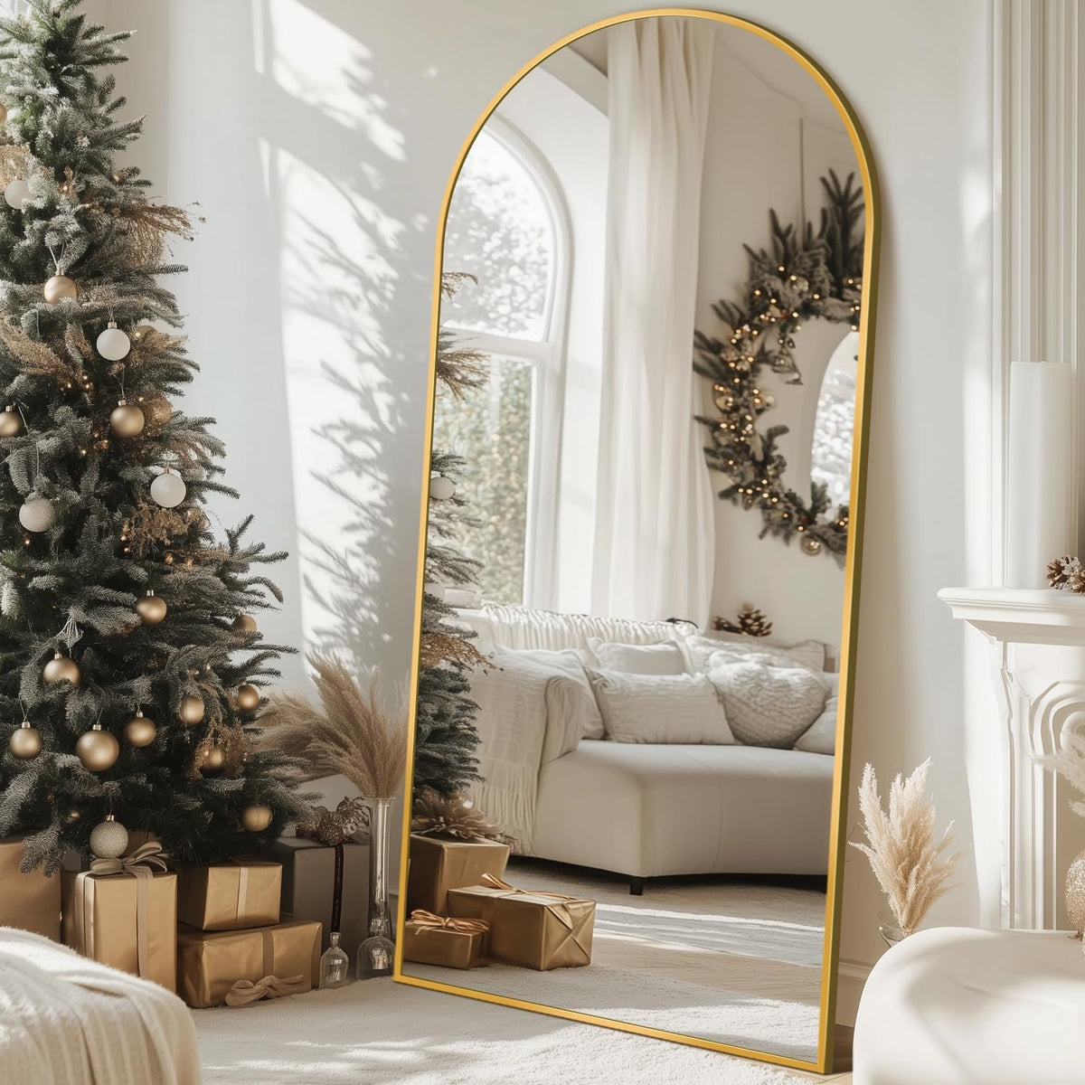 71"x28" Arched Full Length Mirror with Stand,Full Body Floor Mirror