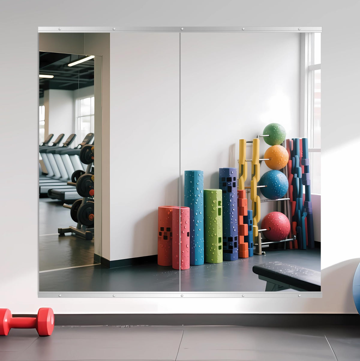 Home Gym Mirror Tiles, 12" x 12" x 12PCS Wall Mirror Tiles Frameless Glass