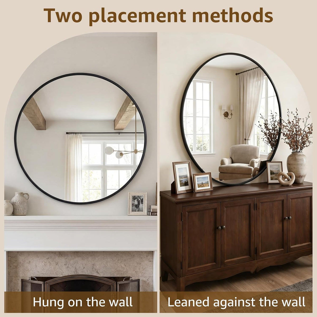 NEWBULIG 36 Inch Round Wall Mirror, Bathroom Mirrors for Over Sink