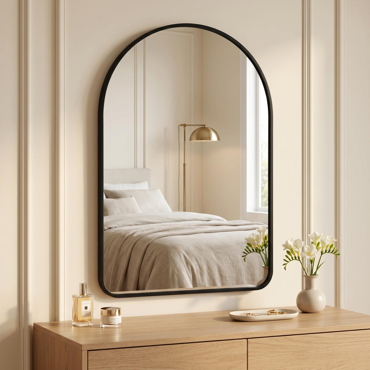 HARRITPURE 20"x30" Arched Bathroom Mirror Wall Mounted Black Arch Mirror