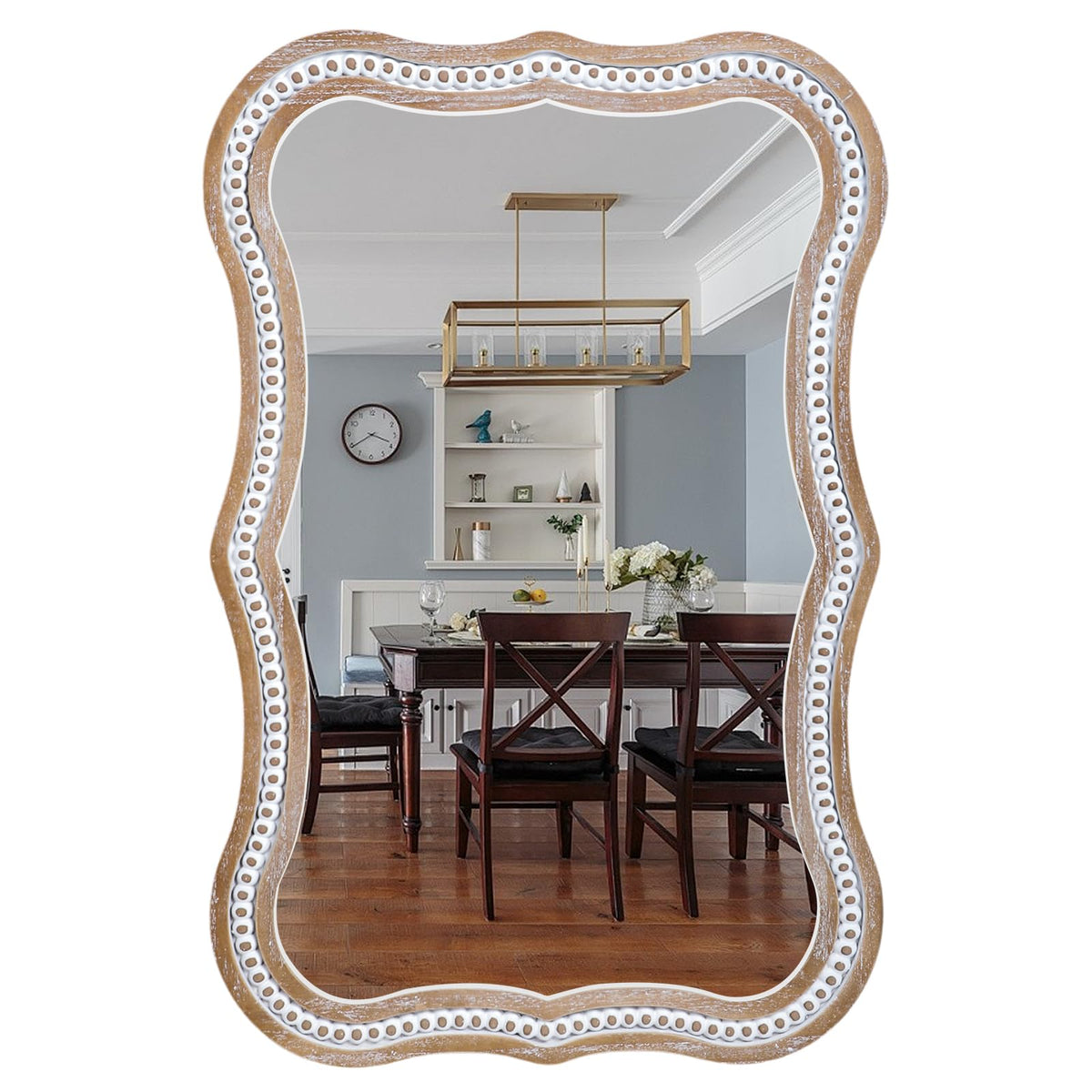 35x23 Inch Wood Rectangle Wall Mirror, Rustic Farmhouse Decorative Mirrors