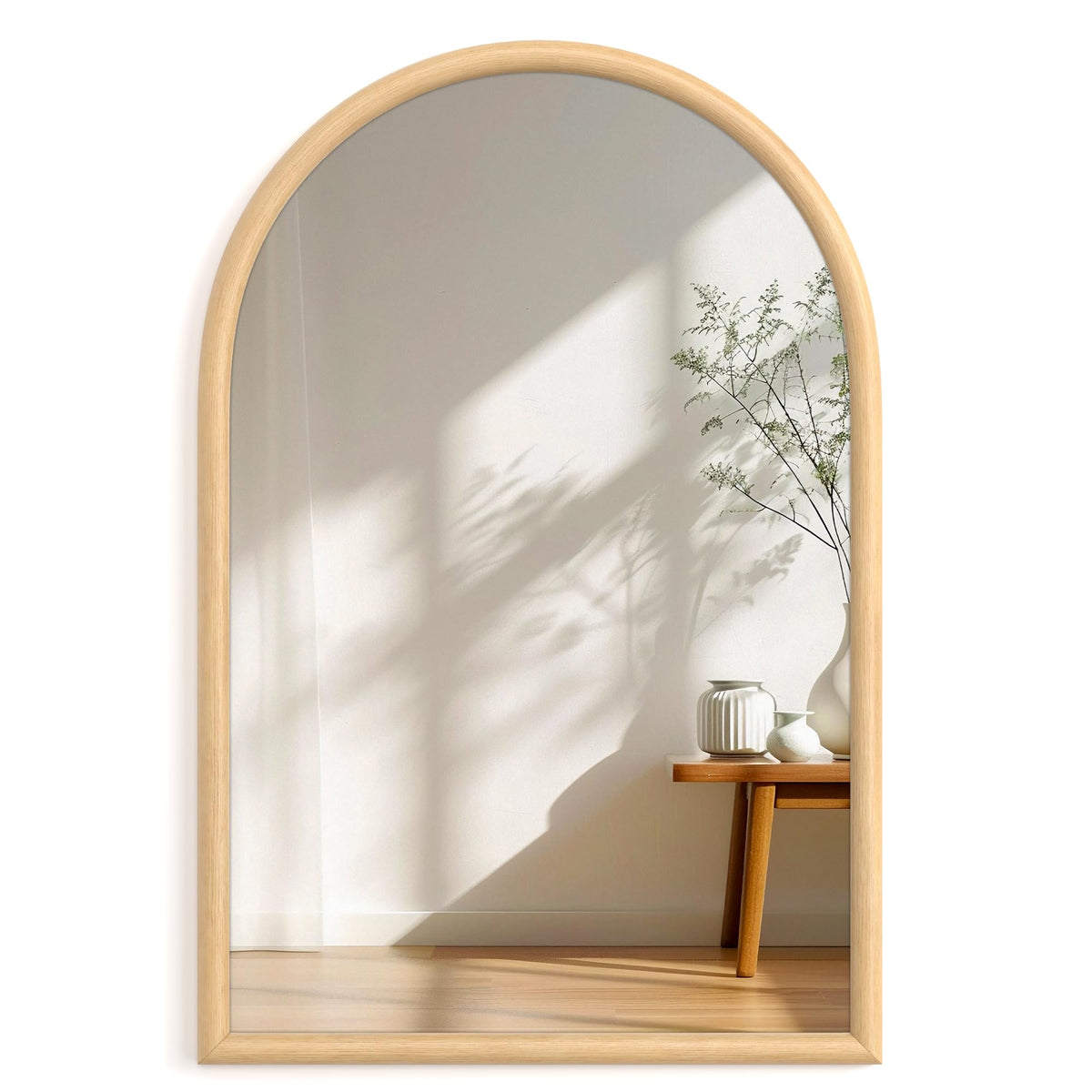 20"x30" Arch Wall Mirror for Wall, Wall Mounted Vanity Mirror for Bedroom, Wood Grain Finish Frame Mirror with Tempered Glass, Vintage Decorative for Bathroom, Entryway, Living Room, Walnut