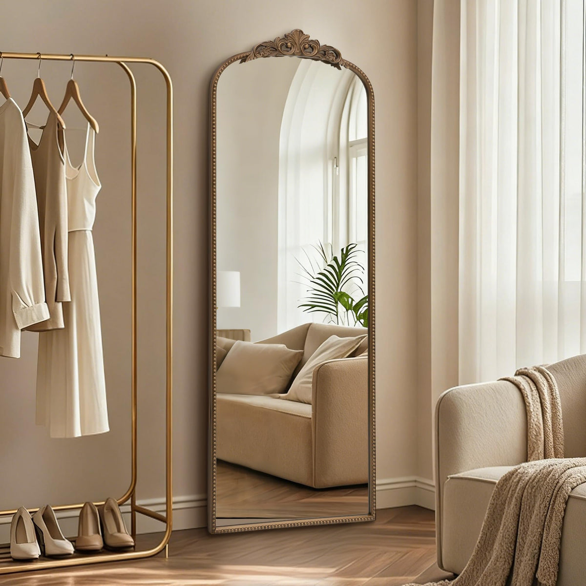Micasso Black Full Length Mirror: 21''x56'' Baroque Vintage Floor Mirror