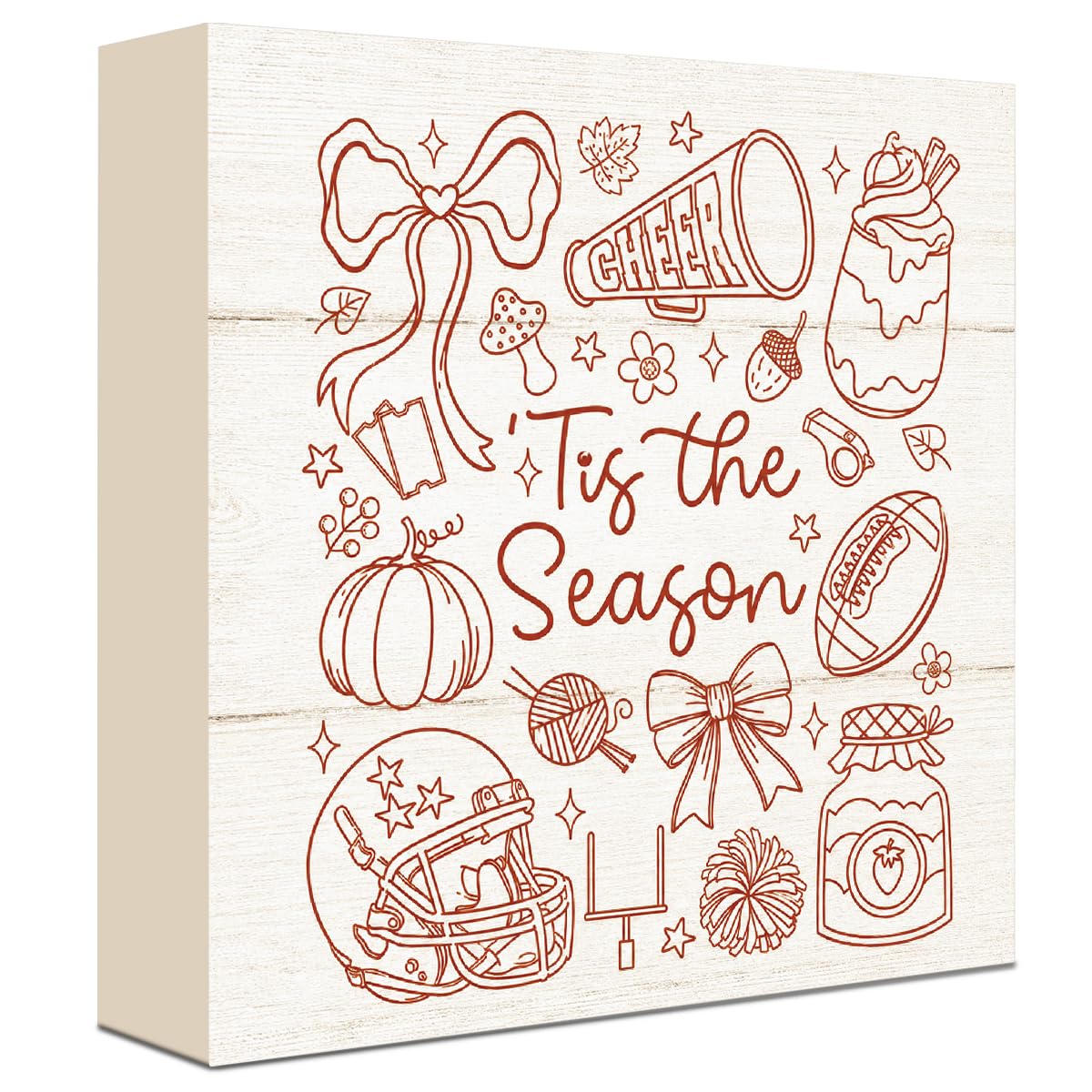 Fall Decorations for Home Football Pumpkin Wood Sign Fall Wall Shelf Decor