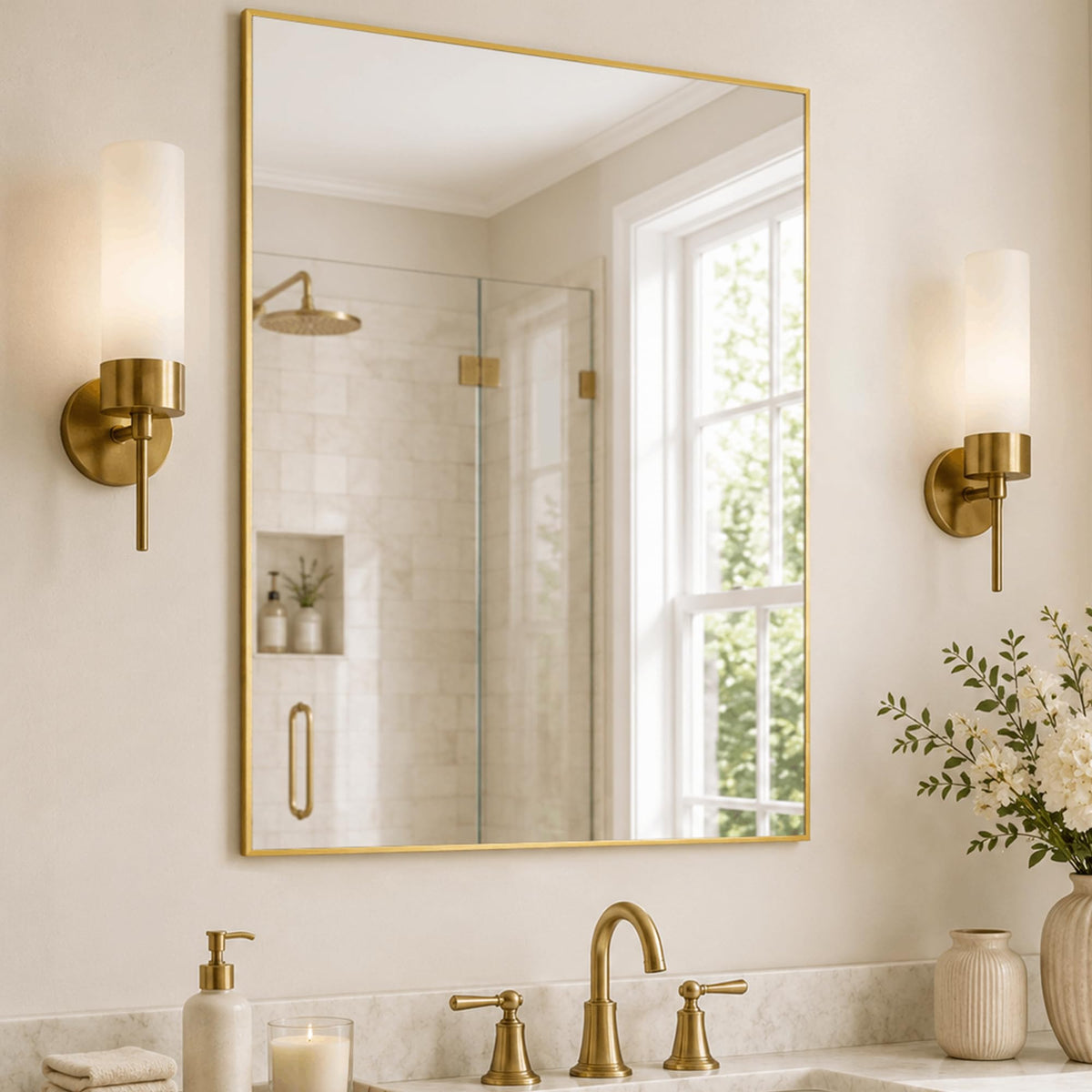 2-Pack 24"x36" Matte Black Framed Bathroom Vanity Wall Mirrors