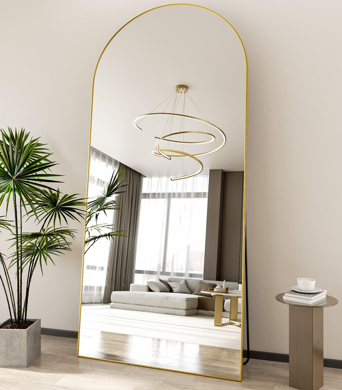 Koonmi 71x30 Arched Full Length Mirror, Floor Mirror with Stand