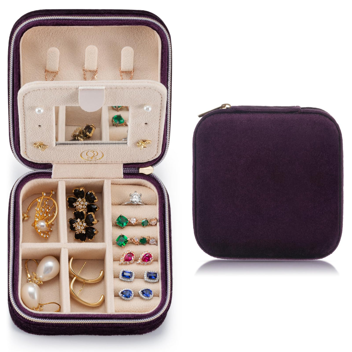TRODANCE Mini Jewelry Travel Case, Small Portable Jewellry Organizer Box Portable Display Storage Box for Rings Earrings Necklaces, Gifts for Girl, Women, Wedding, Birthday, Mom, Mother's Day (Blue)