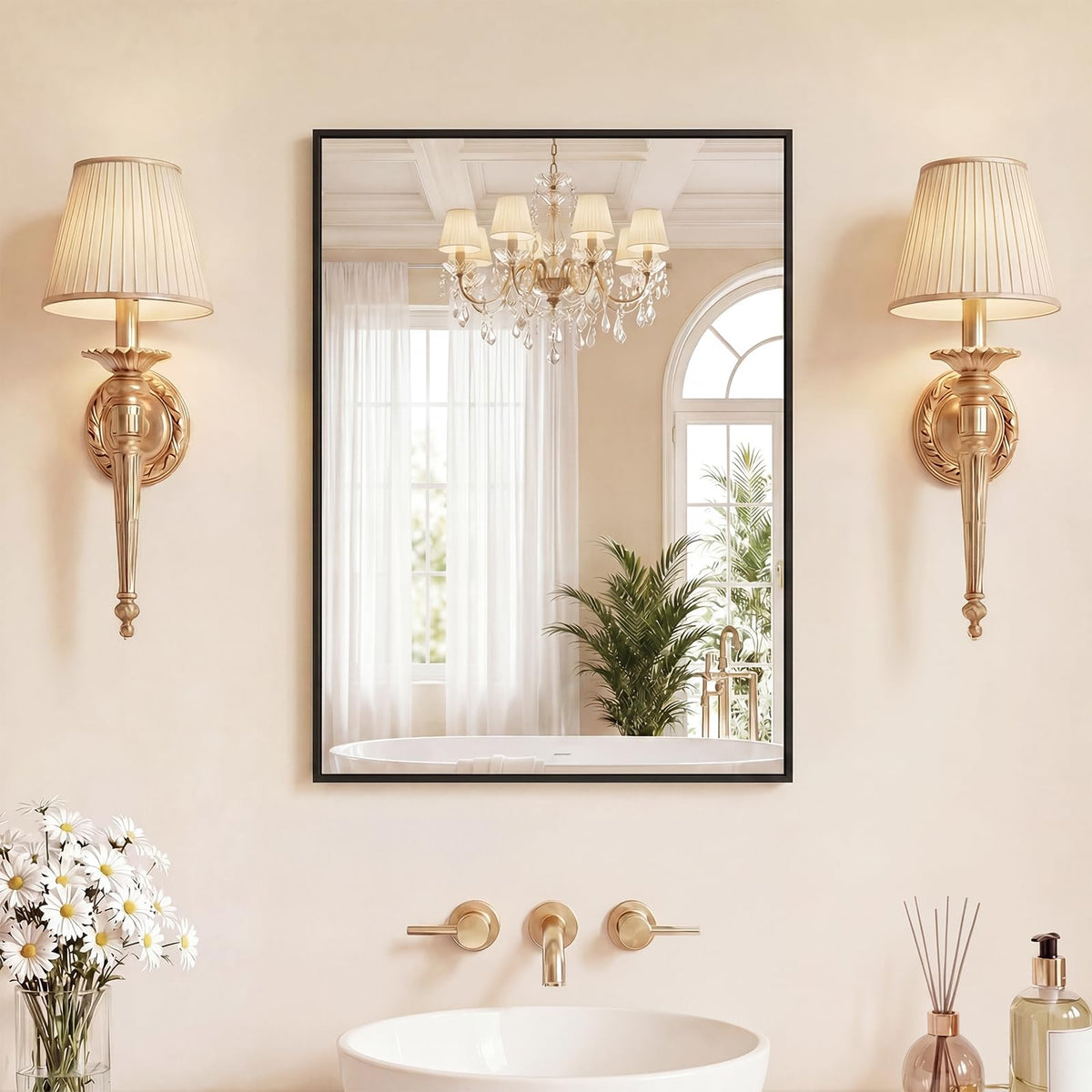 Sweetcrispy Bathroom Mirror 40x30 Inch, Vanity Mirror for Wall