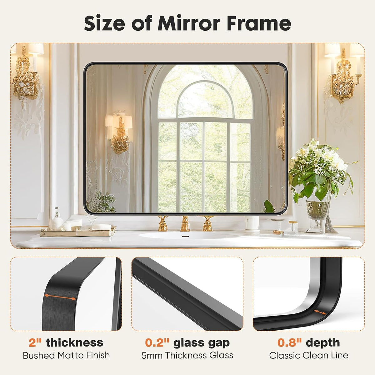 Sweetcrispy Bathroom Mirror 40x30 Inch, Vanity Mirror for Wall