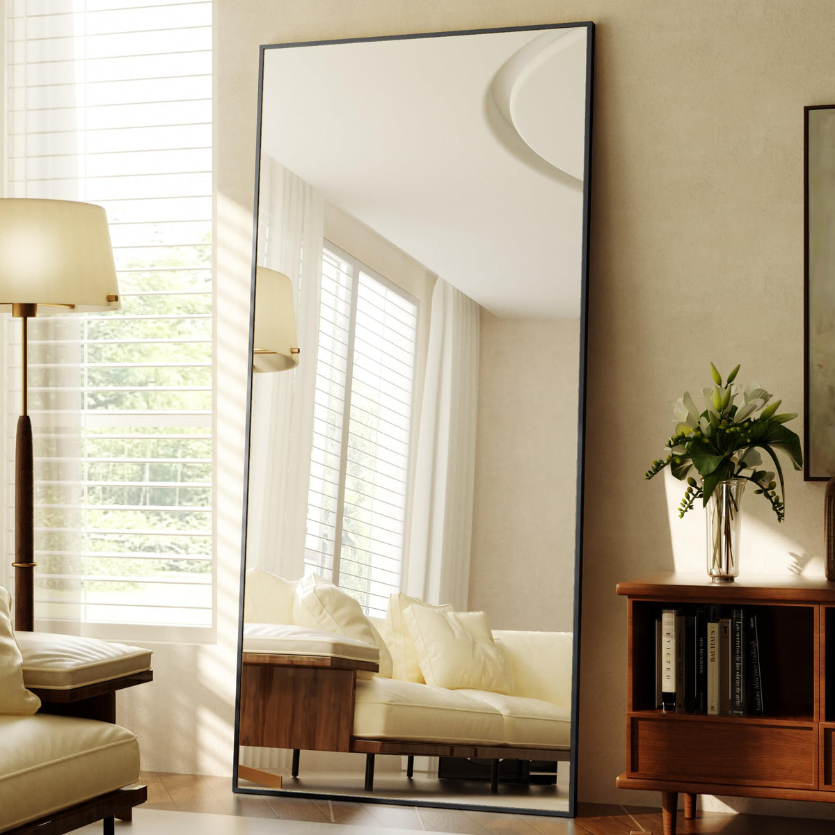 BEAUTYPEAK Full Length Mirror with Stand, 56"x21" Floor Mirror