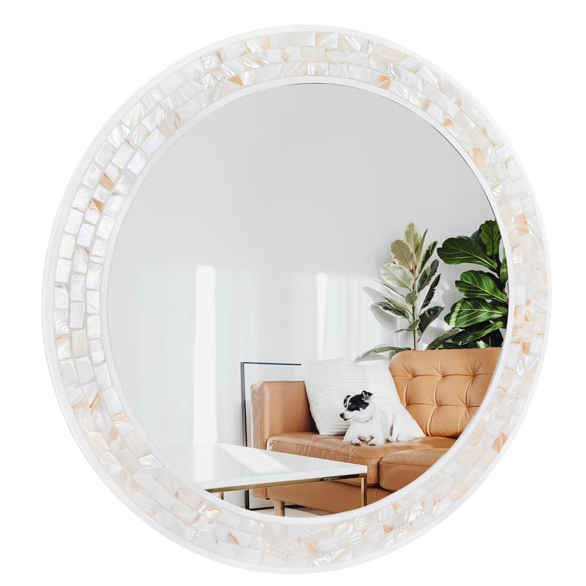 24 Inch Round Mirrors with Mosaic Frame for Wall