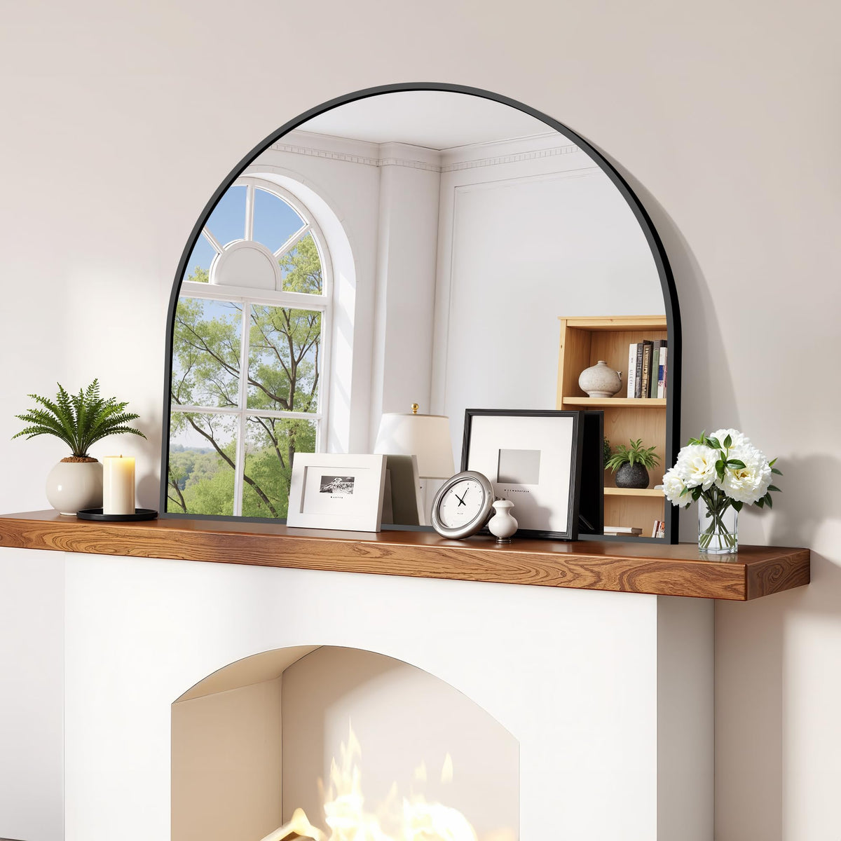CIRCUMI Arched Wall Mirror, 36"x48" Black Arched Mirror for Bathroom