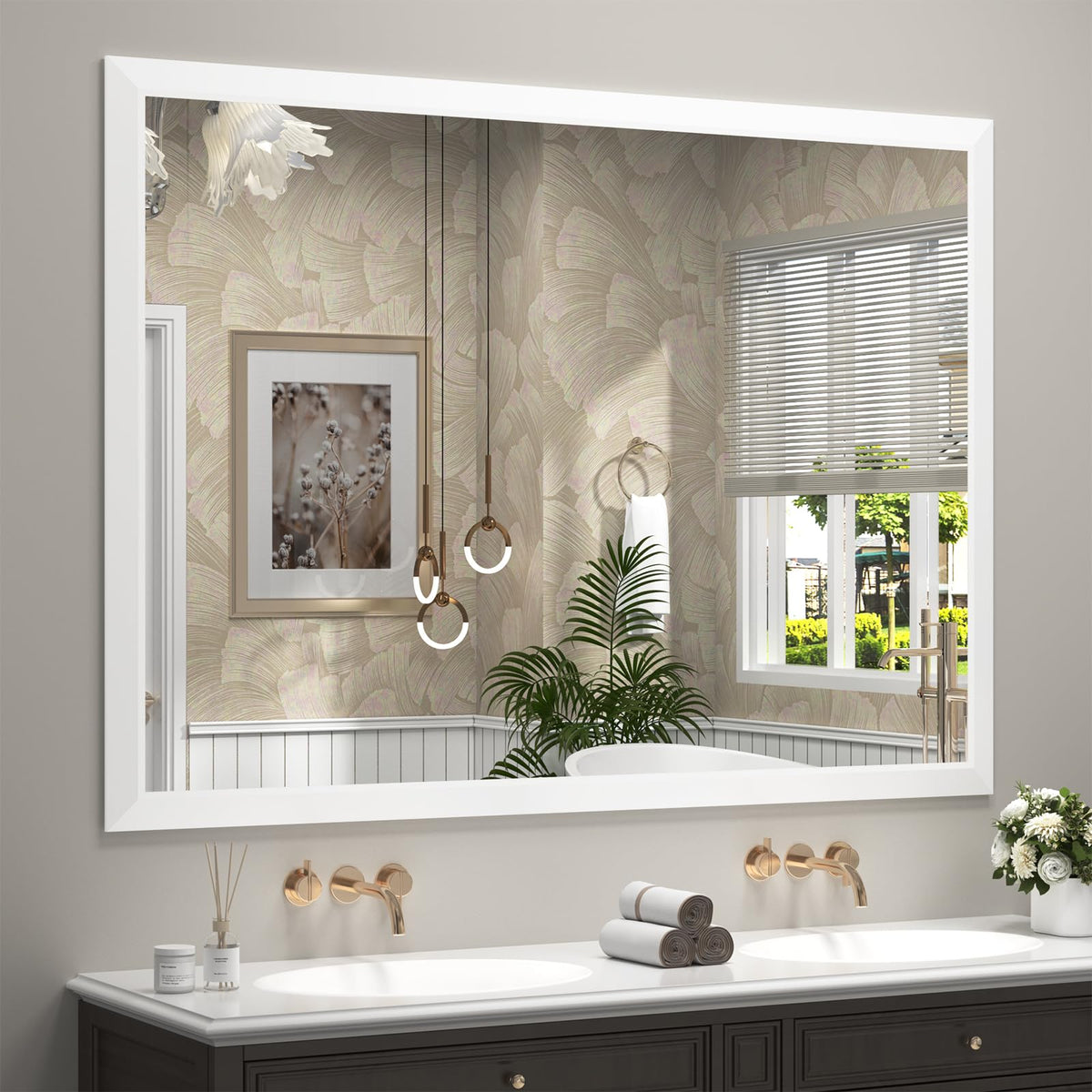 SMIROR 24x36 Matte Black Bathroom Vanity Mirror for Over Sink