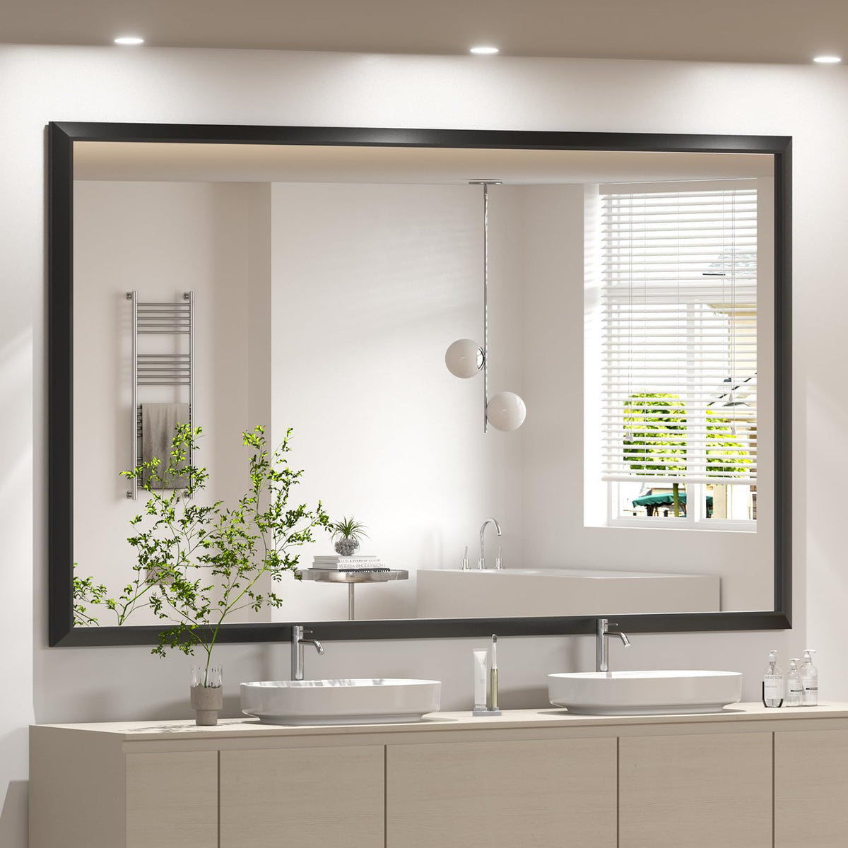 SMIROR 24x36 Matte Black Bathroom Vanity Mirror for Over Sink