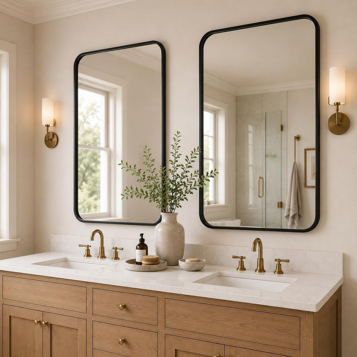 USHOWER Gold Bathroom Mirrors for Over Sink 24"x36" 2 Pack