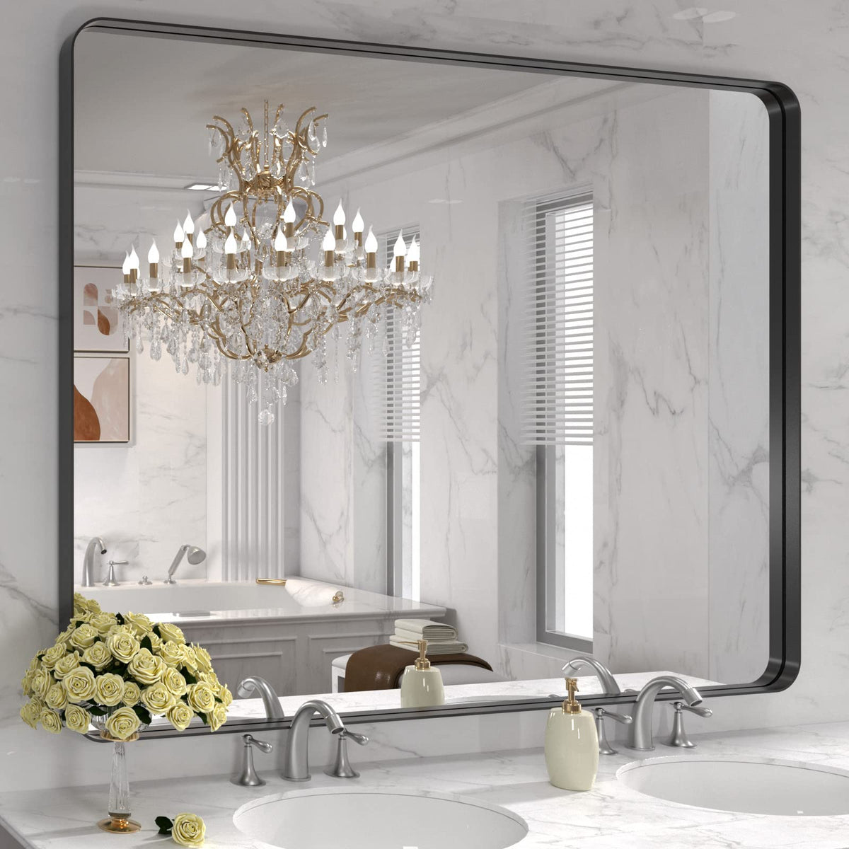 LOAAO 30"X36" Gold Bathroom Mirror