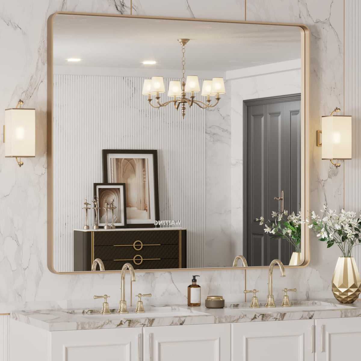 LOAAO 24X36 Inch Black Bathroom Mirror Metal Framed