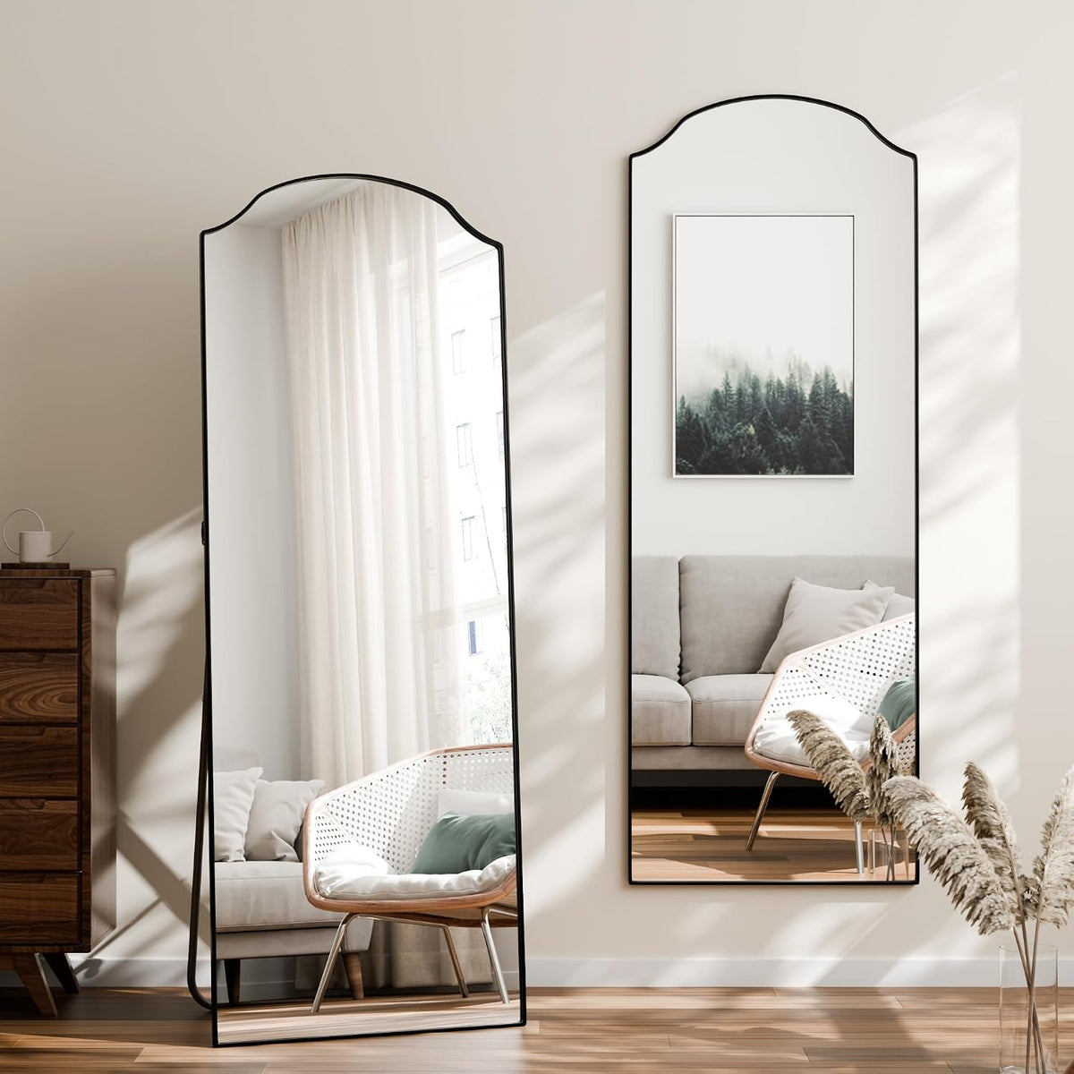 BEAUTYPEAK 65"x24" Full Length Mirror with Unique Arched Design