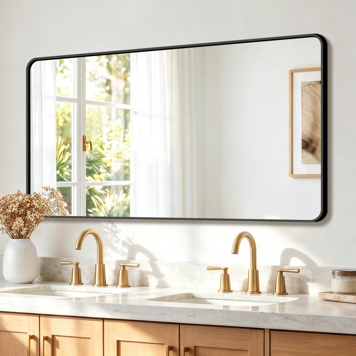 FICTOR Bathroom Mirror for Over Sink, 2 Pack 30"x20" Vanity Mirror, Black