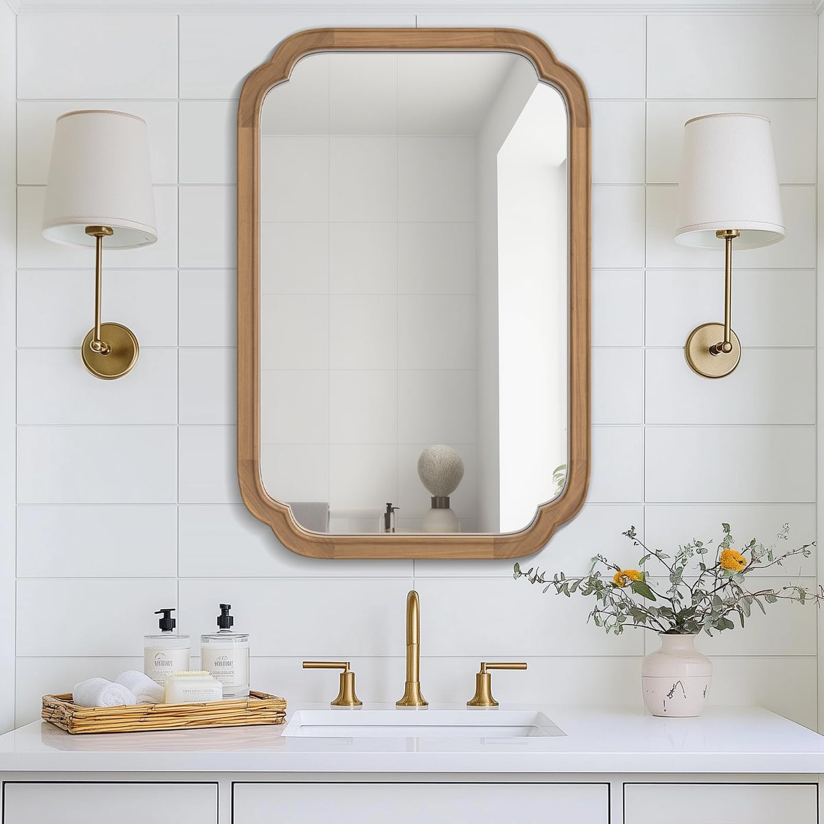 WallBeyond Full Length Mirror Wall Mounted 65"x22", Rustic Wooden Frame Floor Mirror, Large Full Body Mirror for Bedroom, Leaning or Hanging Against Wall, Natural
