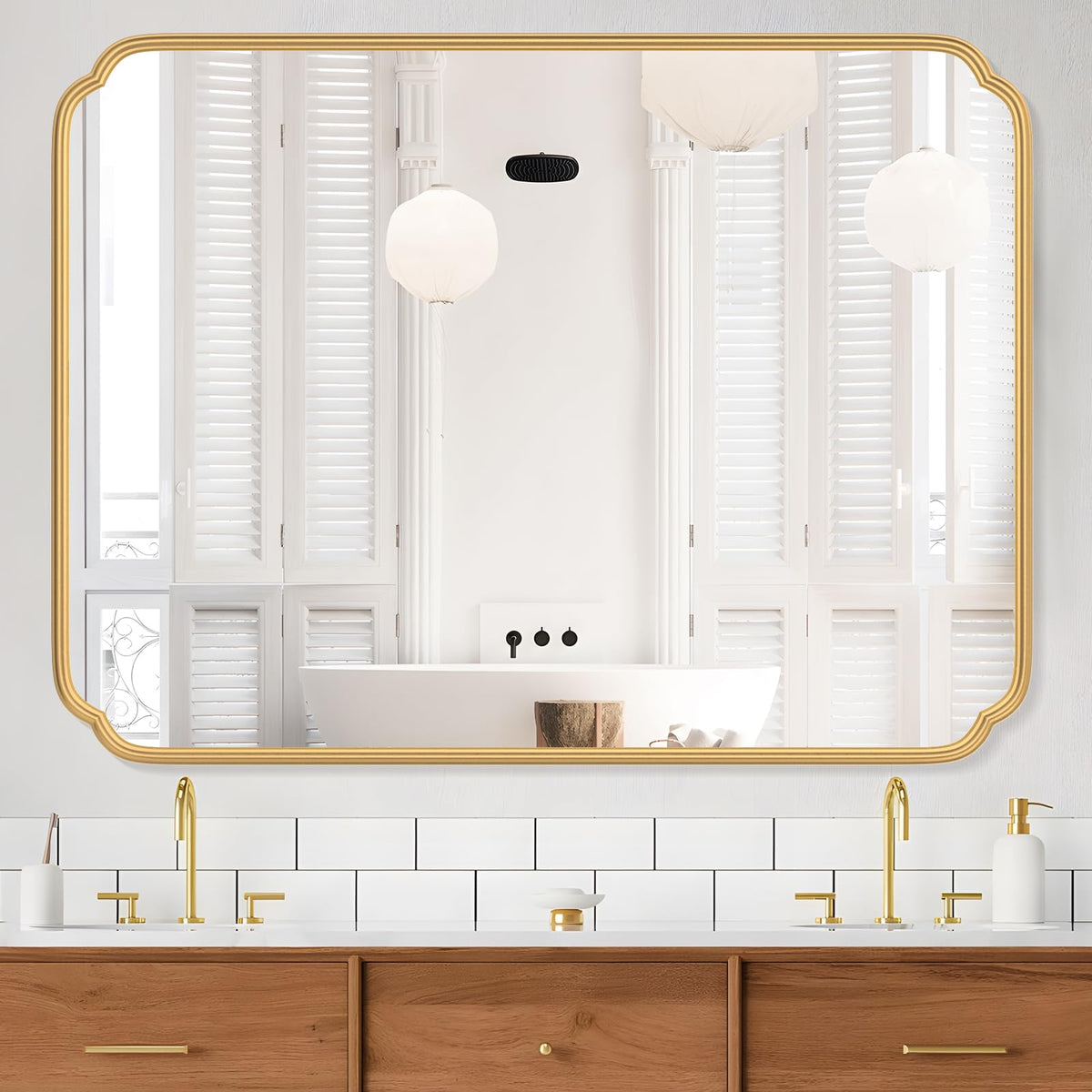 Ferytange 48"x16" Gold Door Mirror Full Length Over The Door with Non-Rusting Metal Frame, Modern Full Body Mirror Bedroom Closet Bathroom