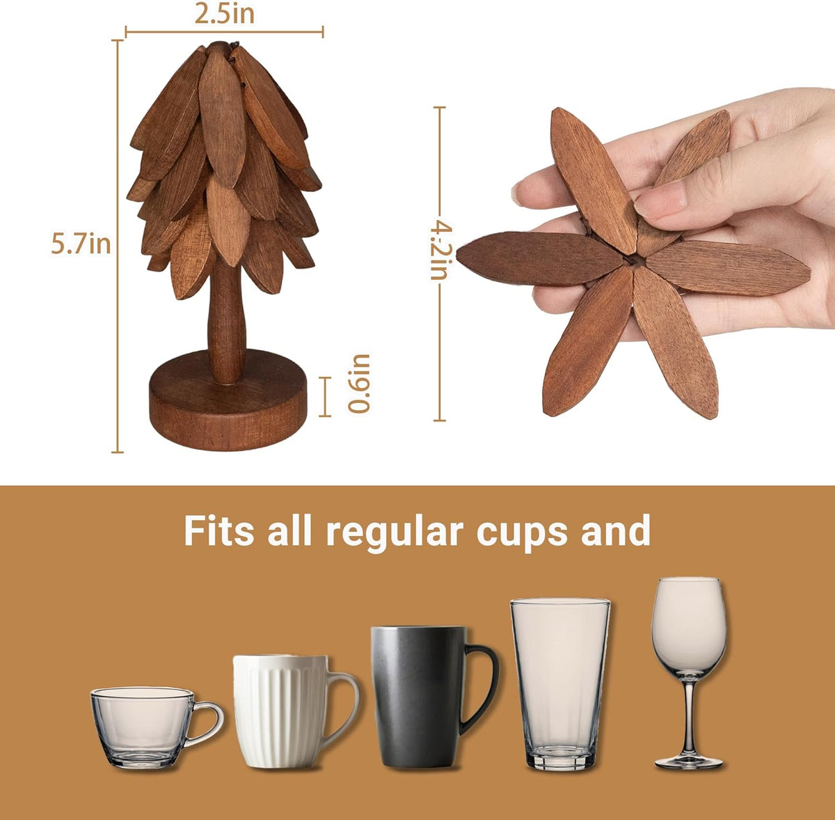 Yuoyar Wooden Tree-Shaped Coasters Set for Coffee Table, Kitchen