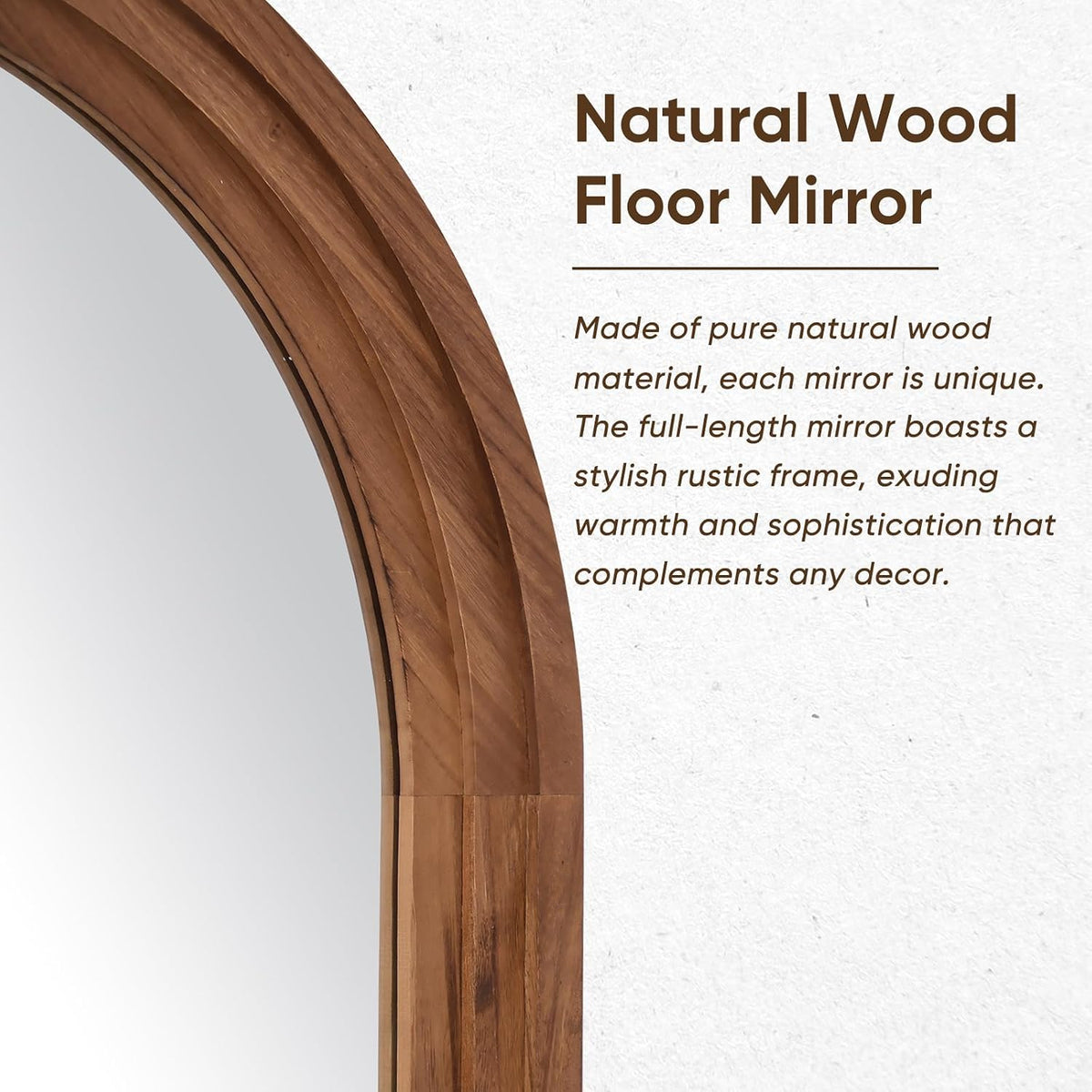Full Length Mirror 71"x32", Arched Solid Wood Frame with Stand