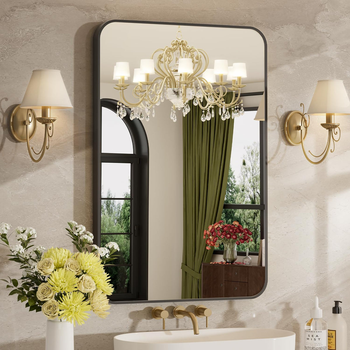24"x36" Bathroom Mirror for Over Sink, Brushed Nickel Vanity Mirror