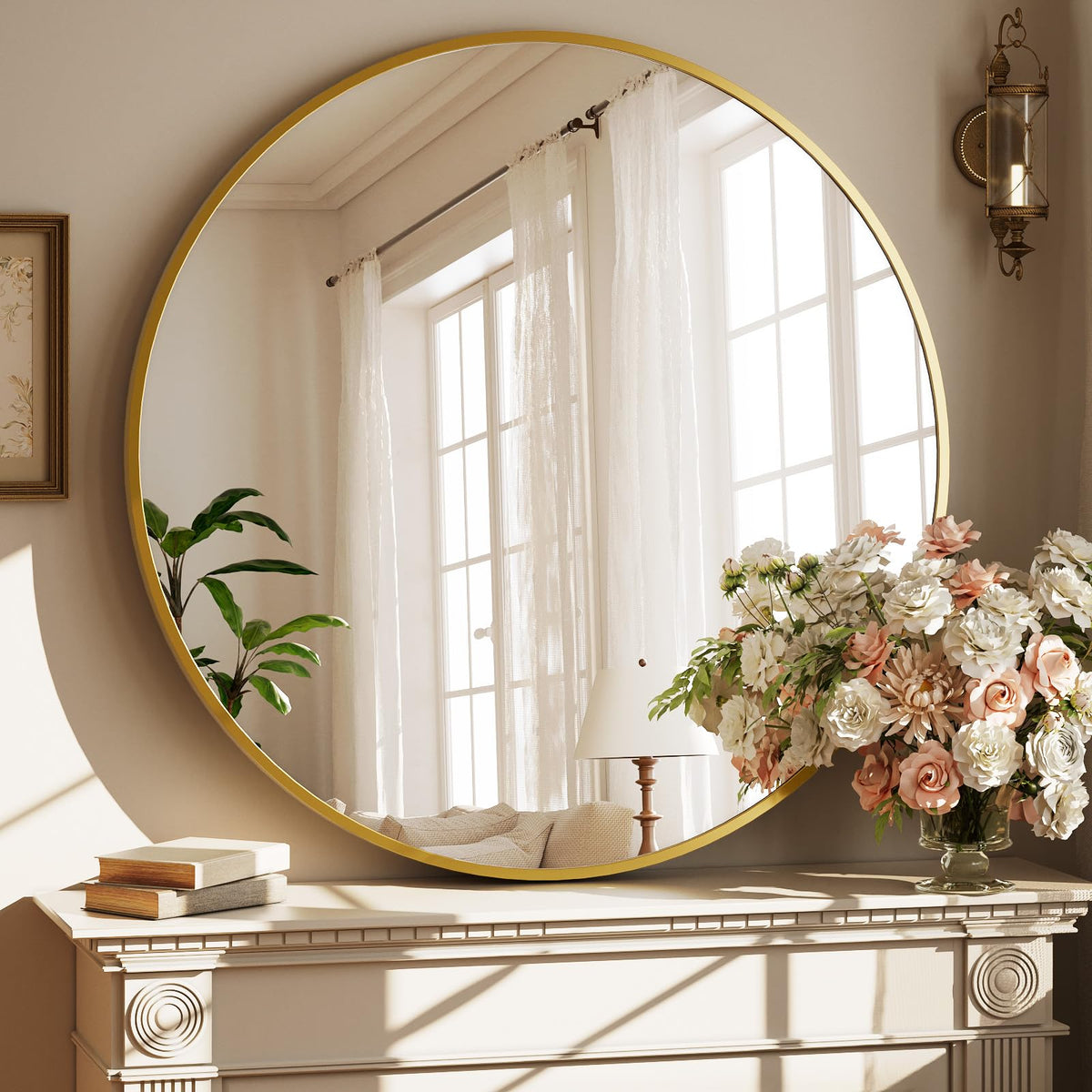 XRAMFY 30 Inch Round Mirror-Gold Circle Mirrors for Bathroom, Entryway