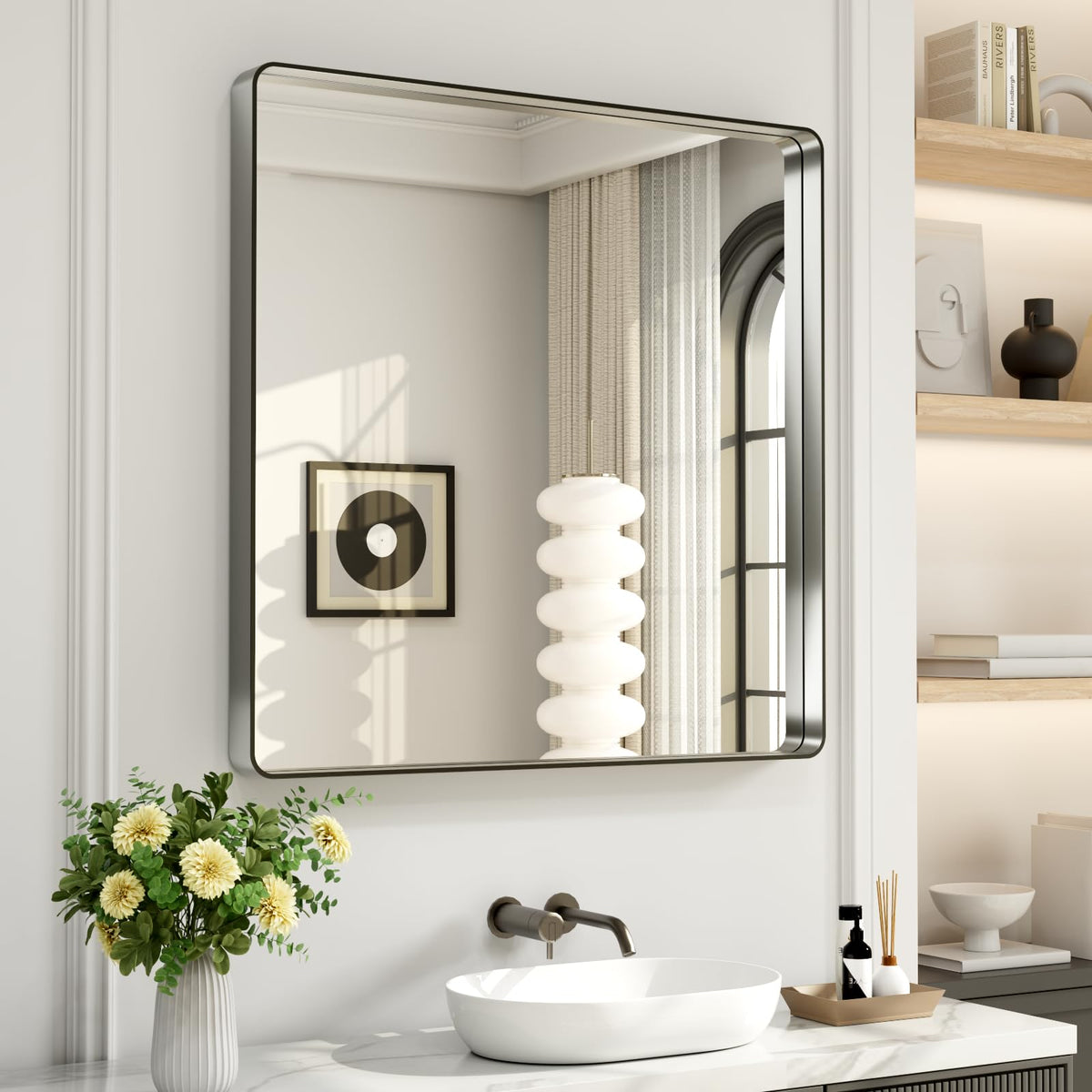 LOAAO 24"X36" Gold Bathroom Mirror