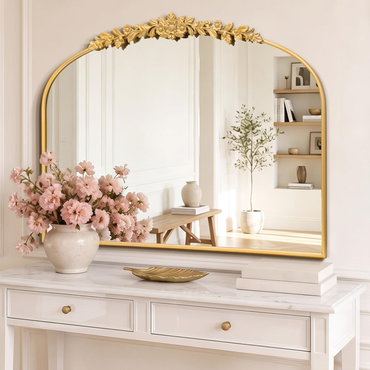 Besdomus Vintage Full Length Mirror: 21"x56" Gold Antique Floor Long Mirror