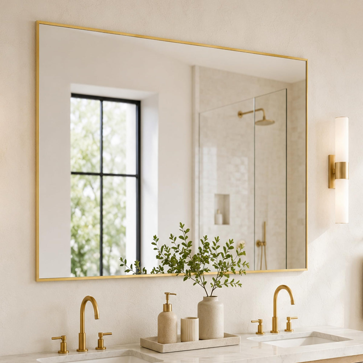 2-Pack 24"x36" Matte Black Framed Bathroom Vanity Wall Mirrors