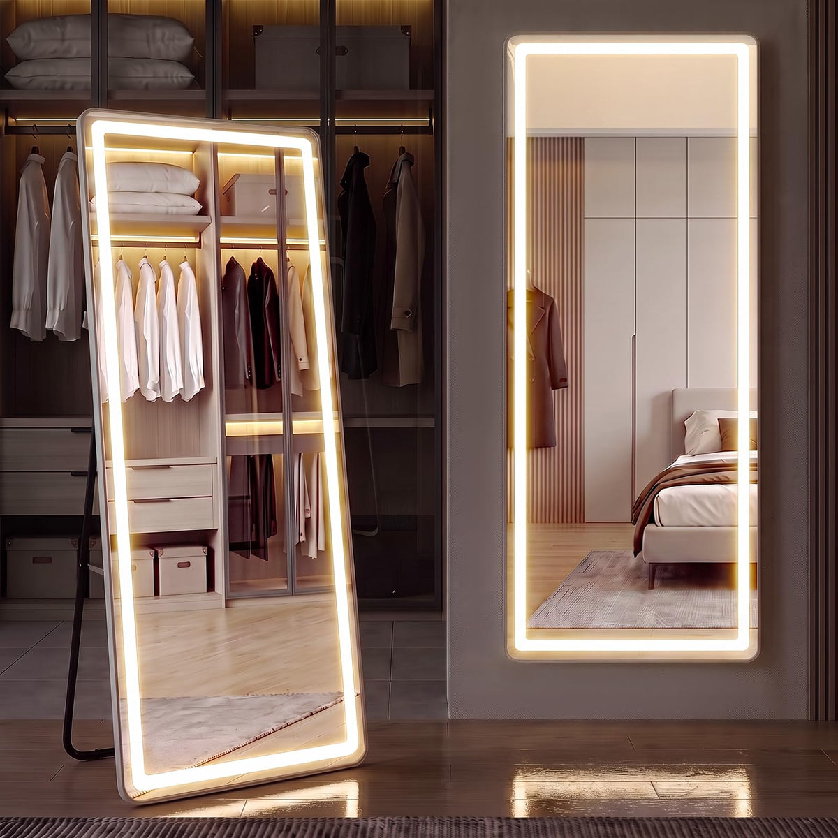 21"x64" Full Length Mirror with Lights, Standing Mirror